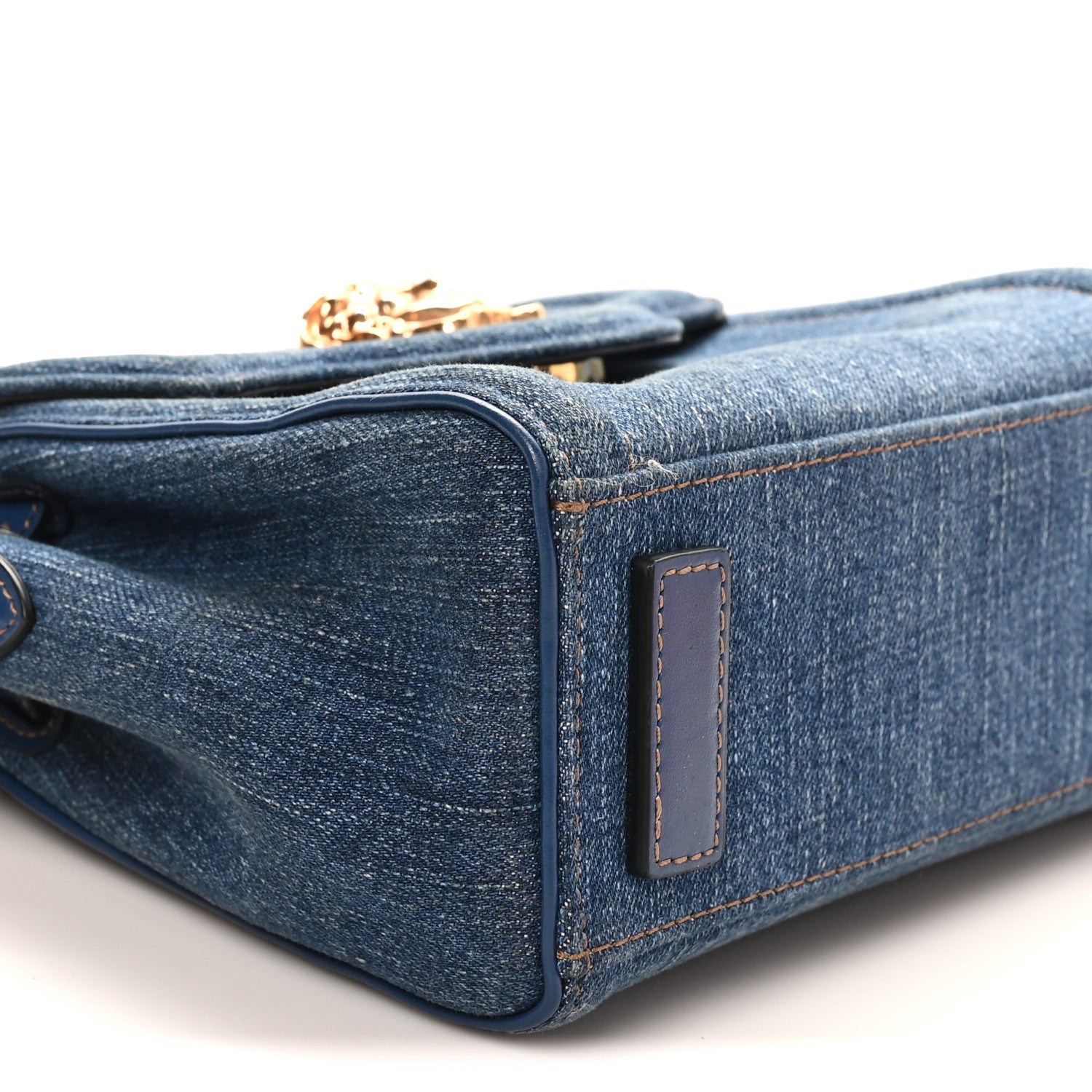 Denim La Medusa Chain Tote Navy Blue