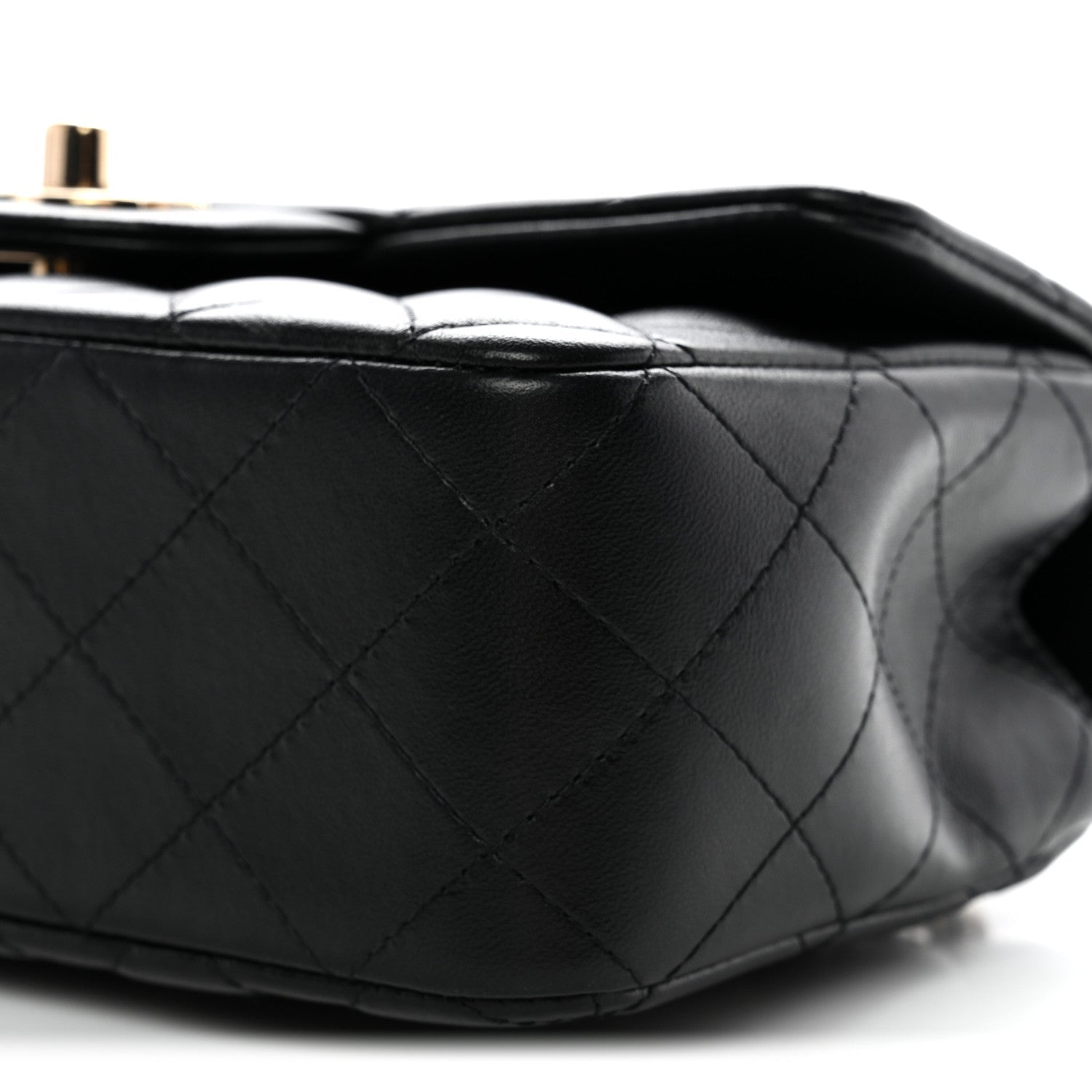 Lambskin Quilted Mini Top Handle Rectangular Flap Black