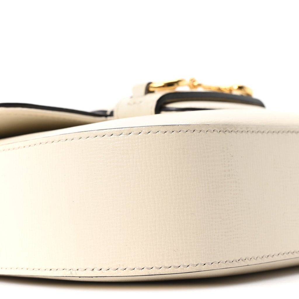 Azalea Calfskin Web Mini Horsebit 1955 Shoulder Bag Mystic White