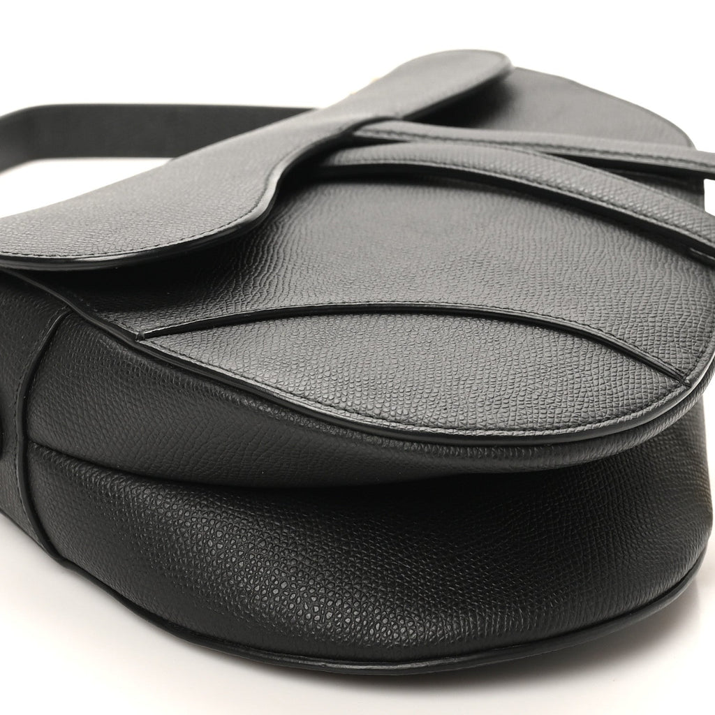 Grained Calfskin Saddle Bag Black