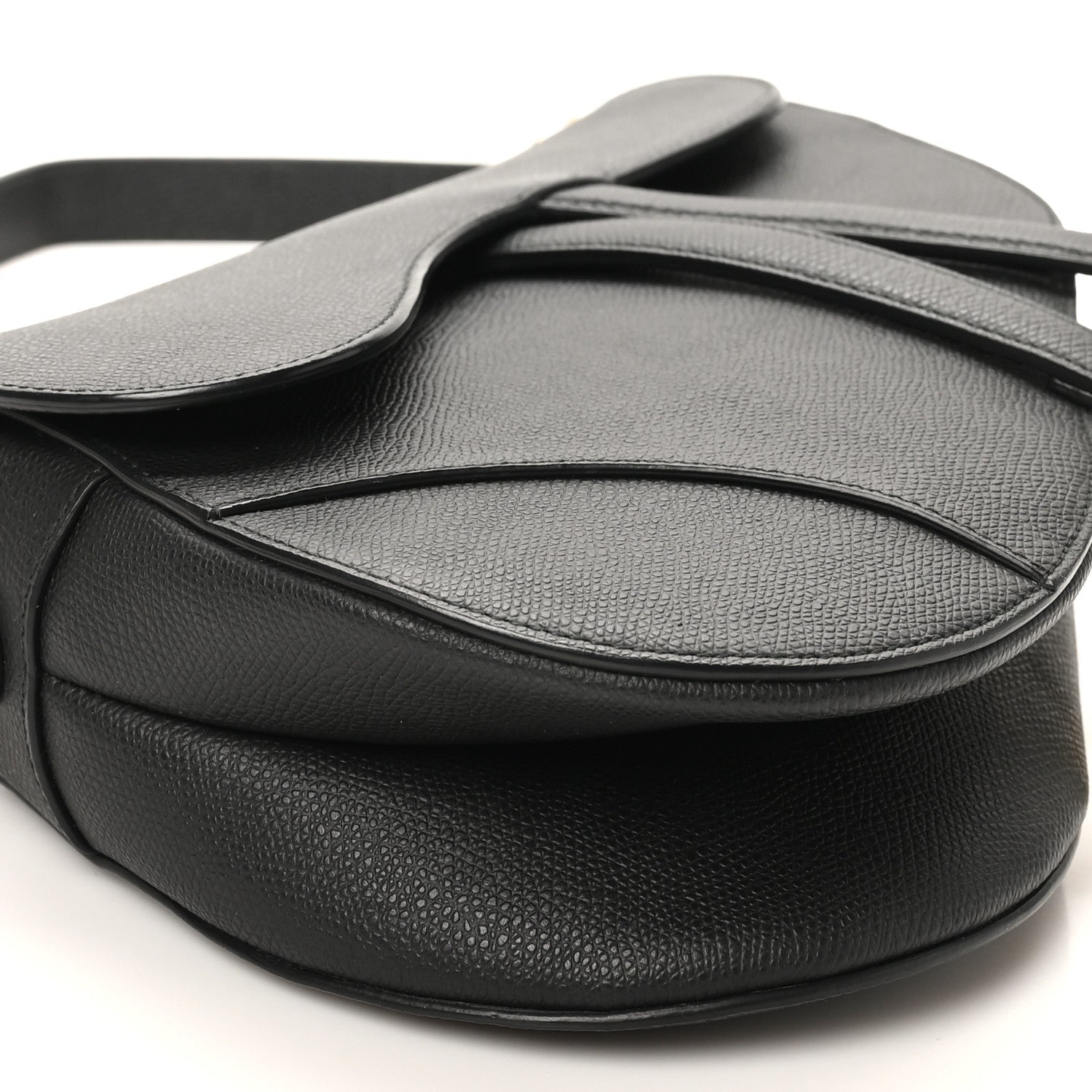Grained Calfskin Saddle Bag Black