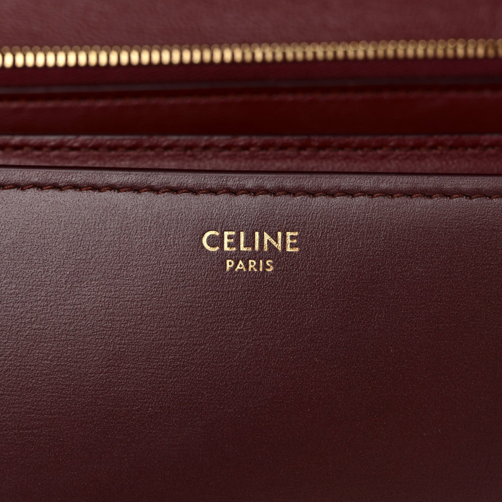Box Calfskin Medium Classic Box Flap Bag Burgundy
