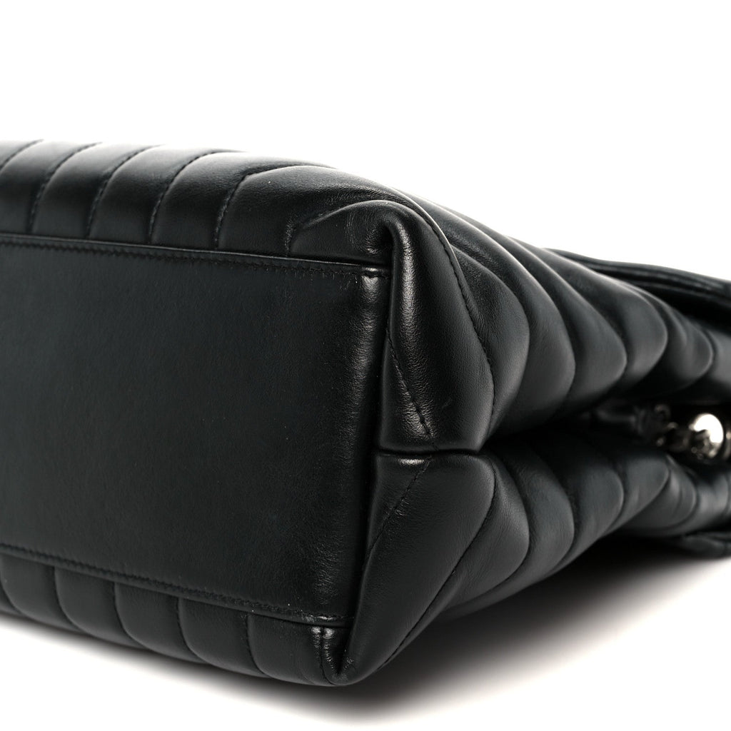 Calfskin Y Quilted Monogram Medium Loulou Chain Satchel Black