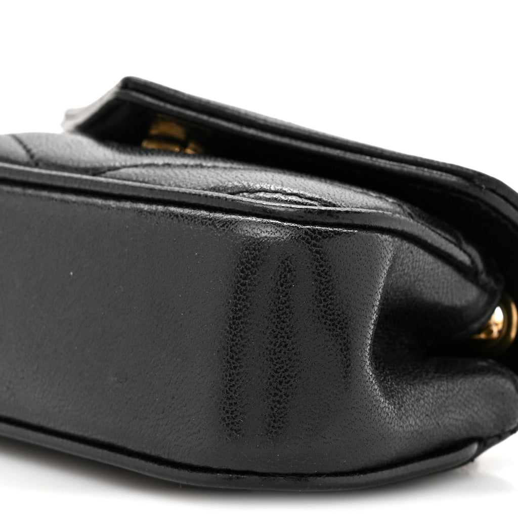 Lambskin Chevron Quilted Micro LouLou Black
