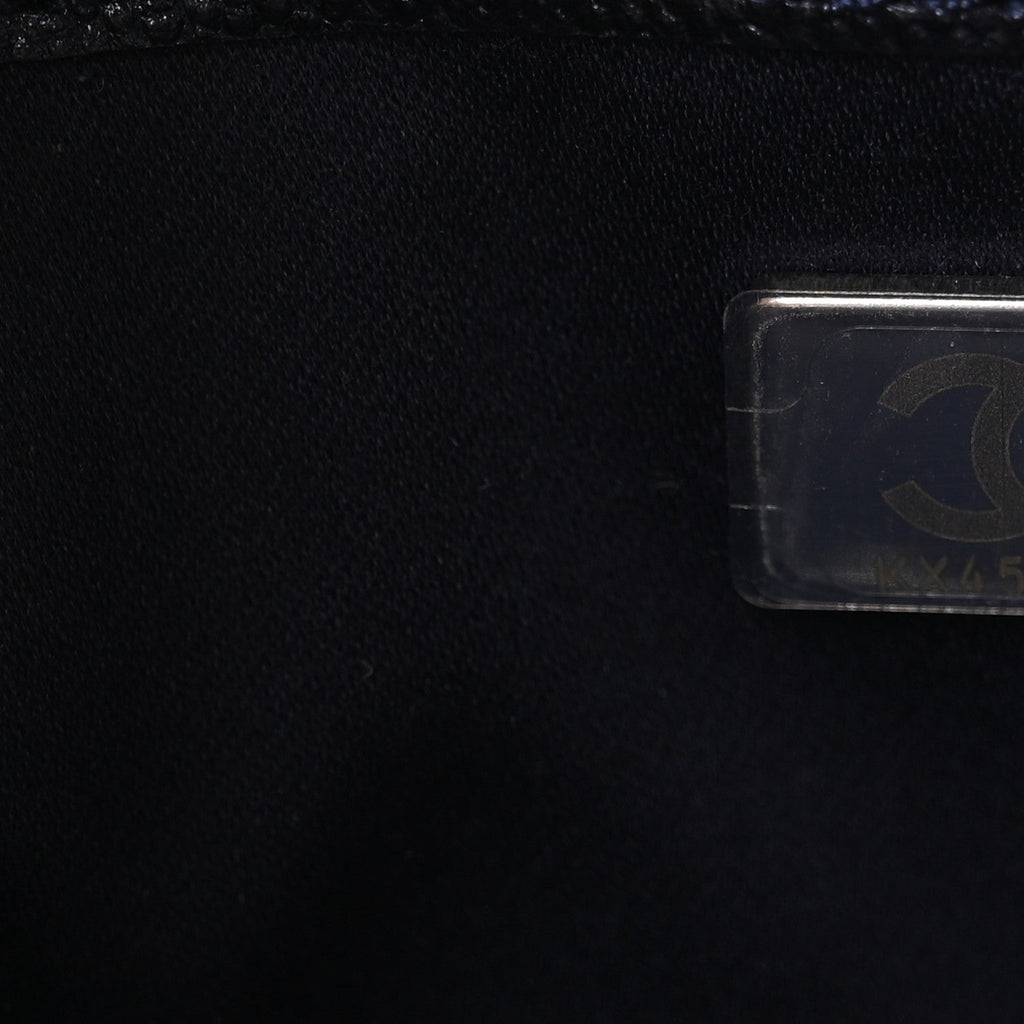 Metallic Caviar Quilted Mini Chanel 25 Handbag Dark Blue