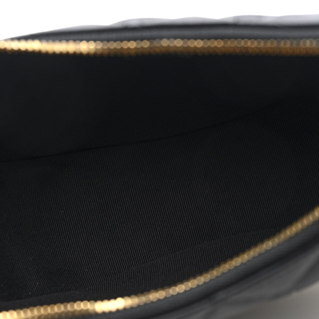 Lambskin Quilted Small Hobo Bag Black