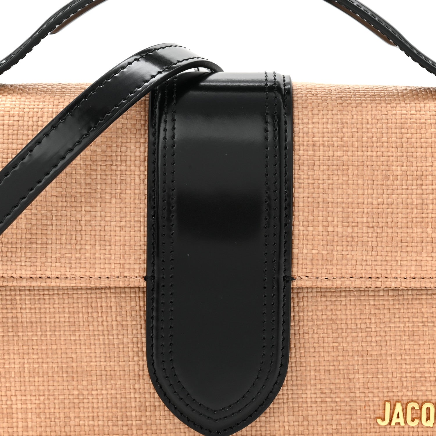 Raffia Smooth Calfskin Le Grand Bambino Natural Dark Brown