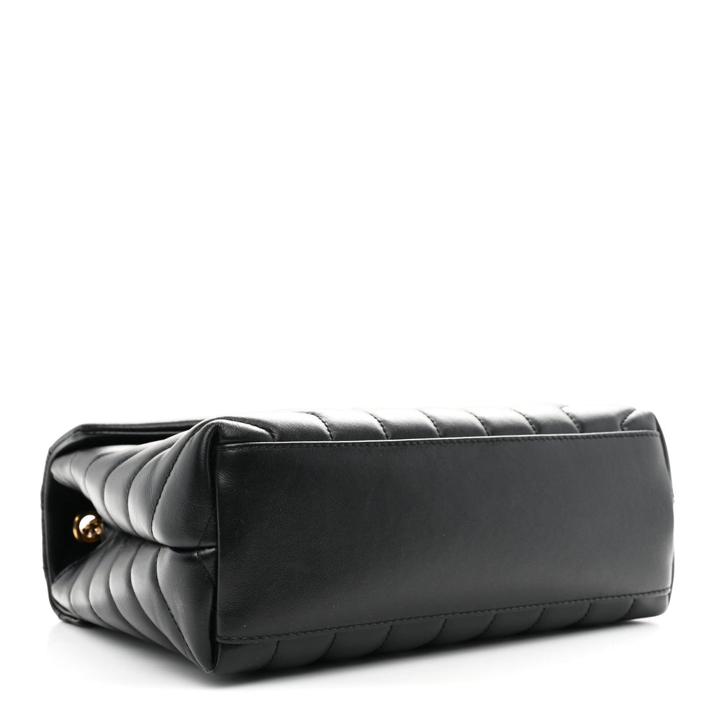 Calfskin Y Quilted Monogram Small Loulou Chain Satchel Black