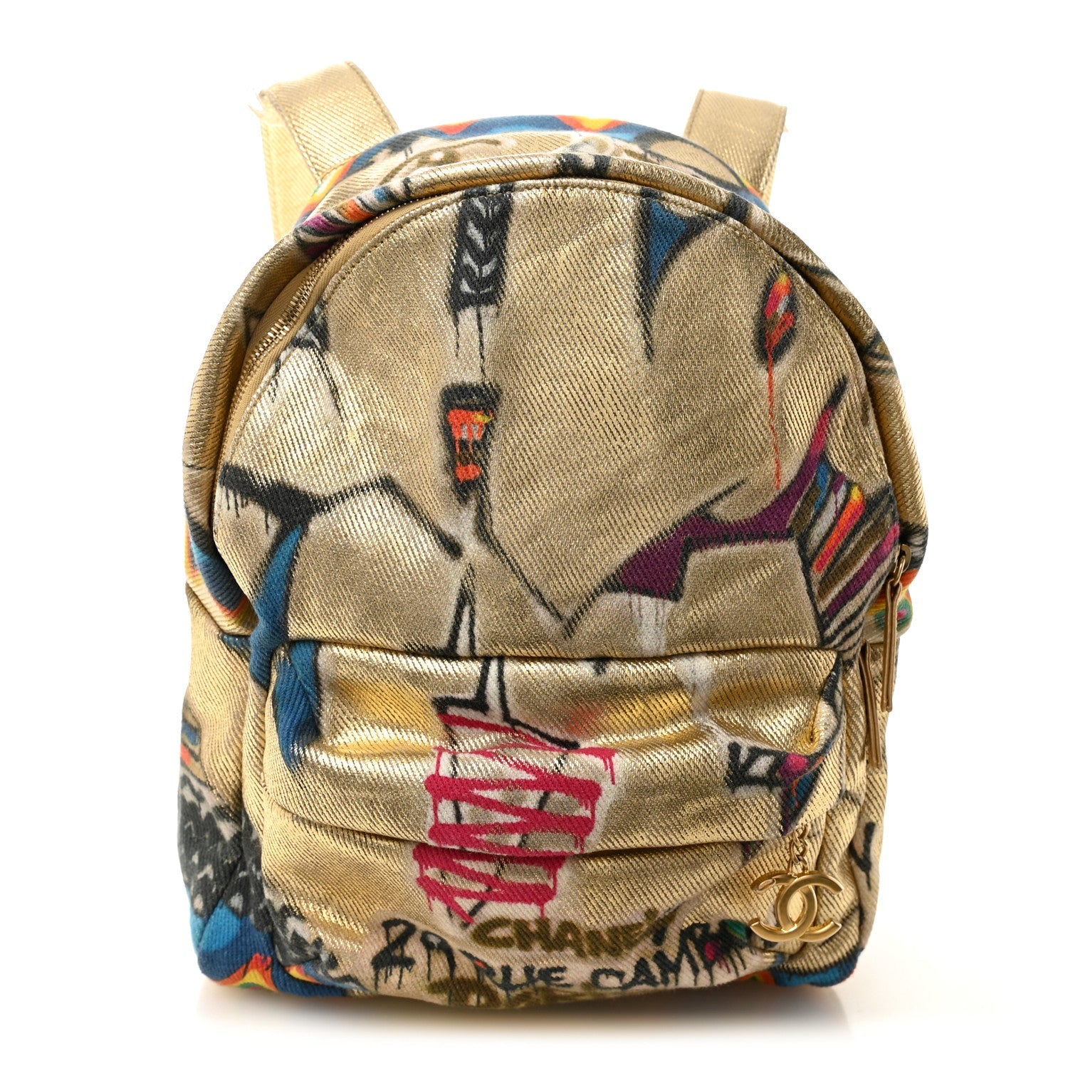 Graffiti Printed Canvas Street Spirit Backpack Multicolor