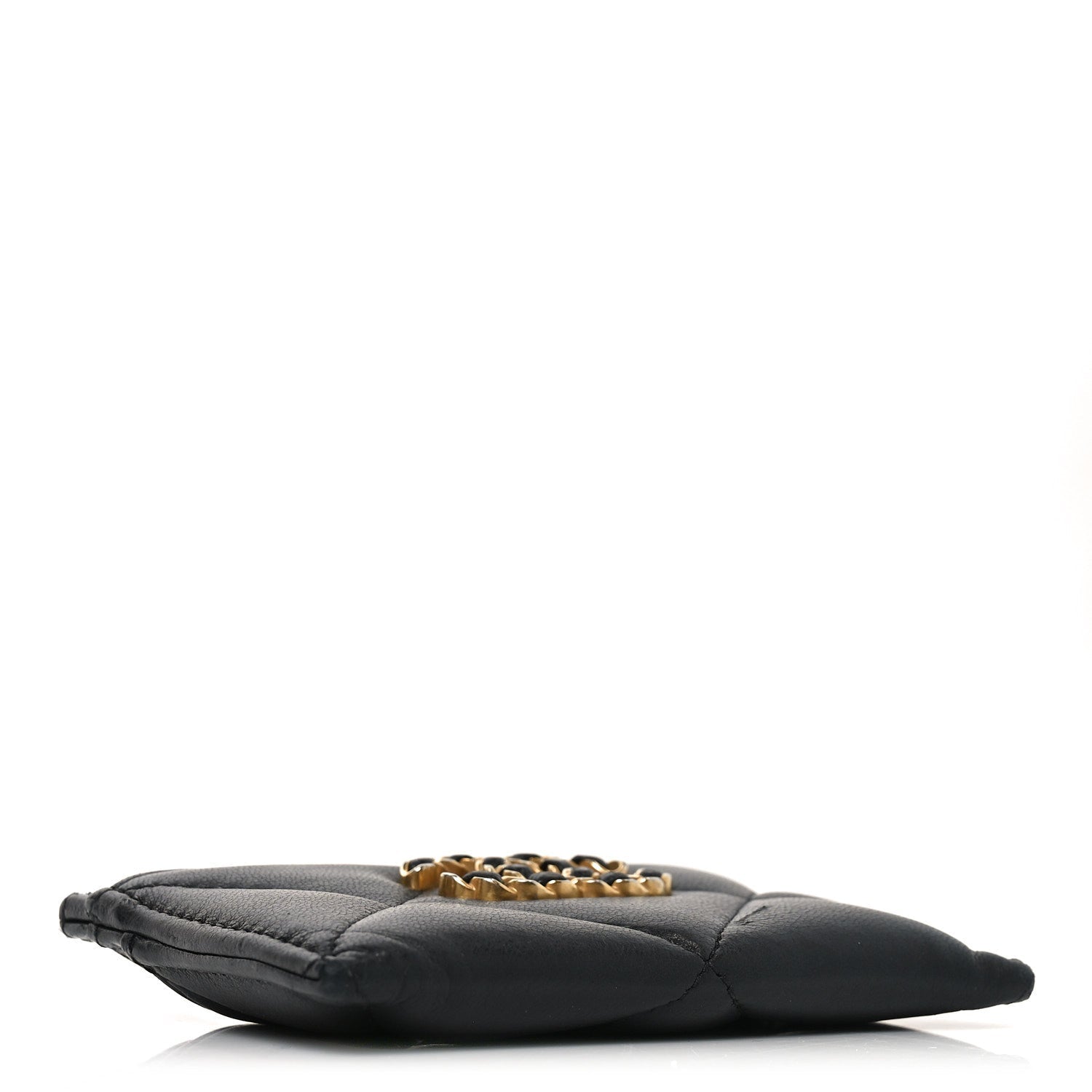 Lambskin Quilted Chanel 19  Holder Black
