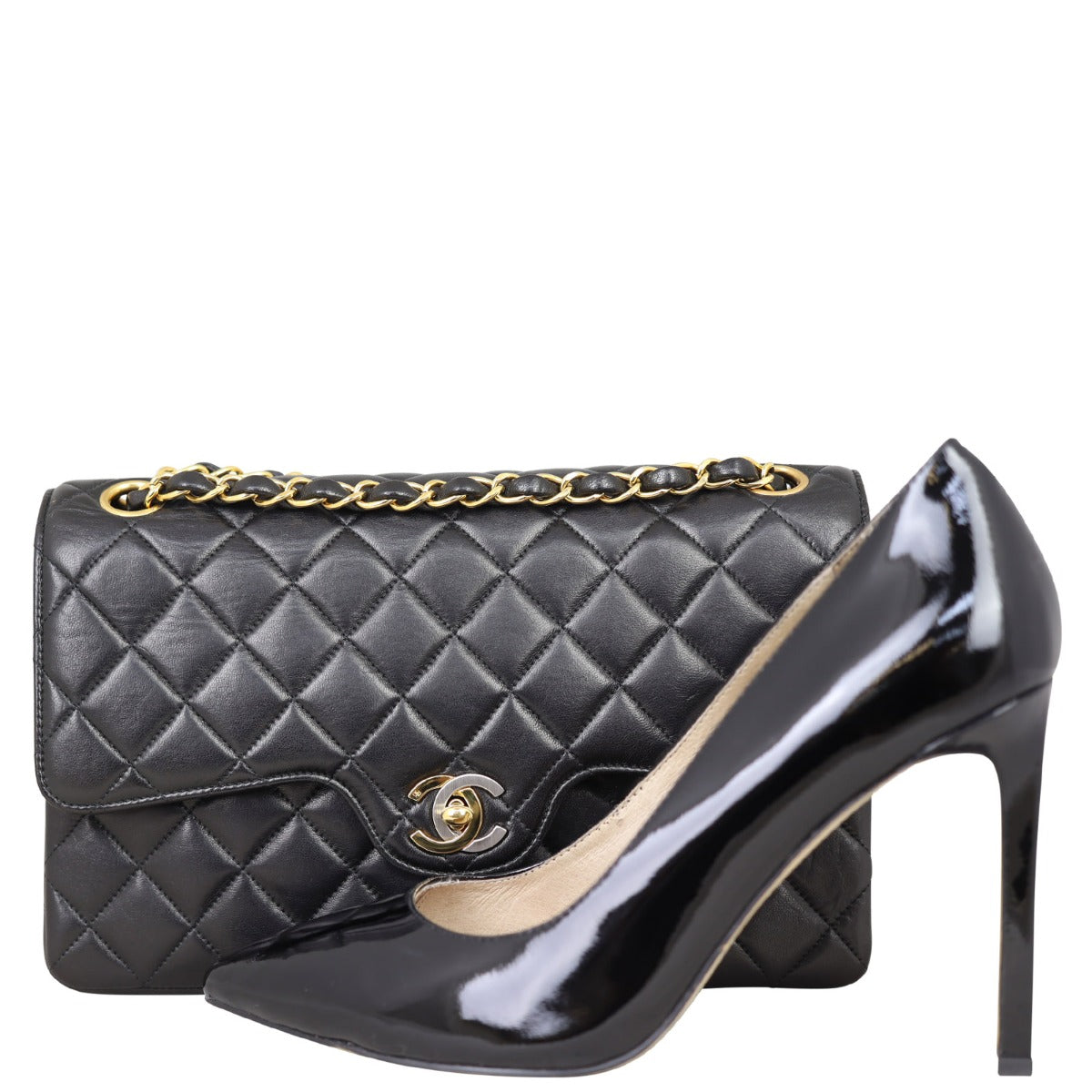 Chanel Two Tone CC Double Flap Medium
