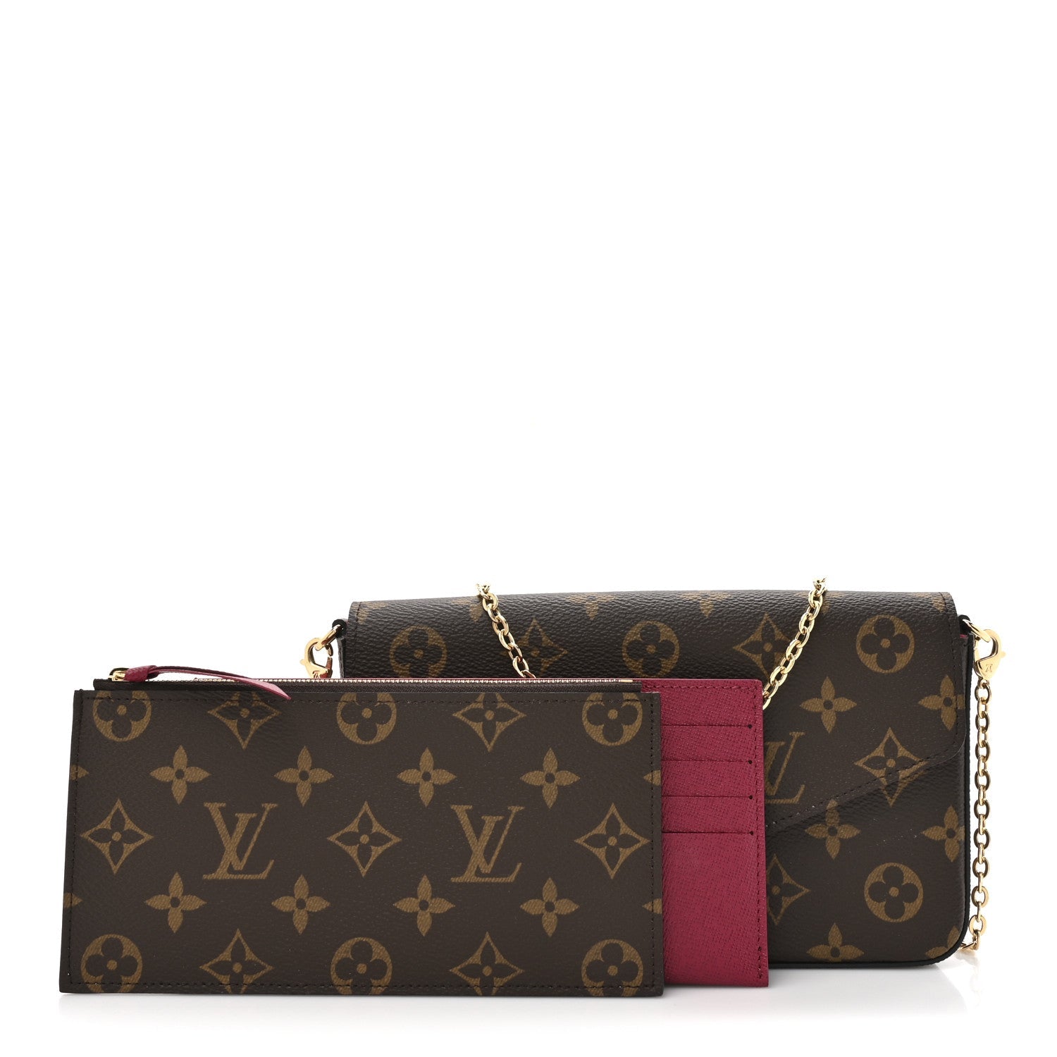 Monogram Pochette Felicie Chain Wallet Fuchsia
