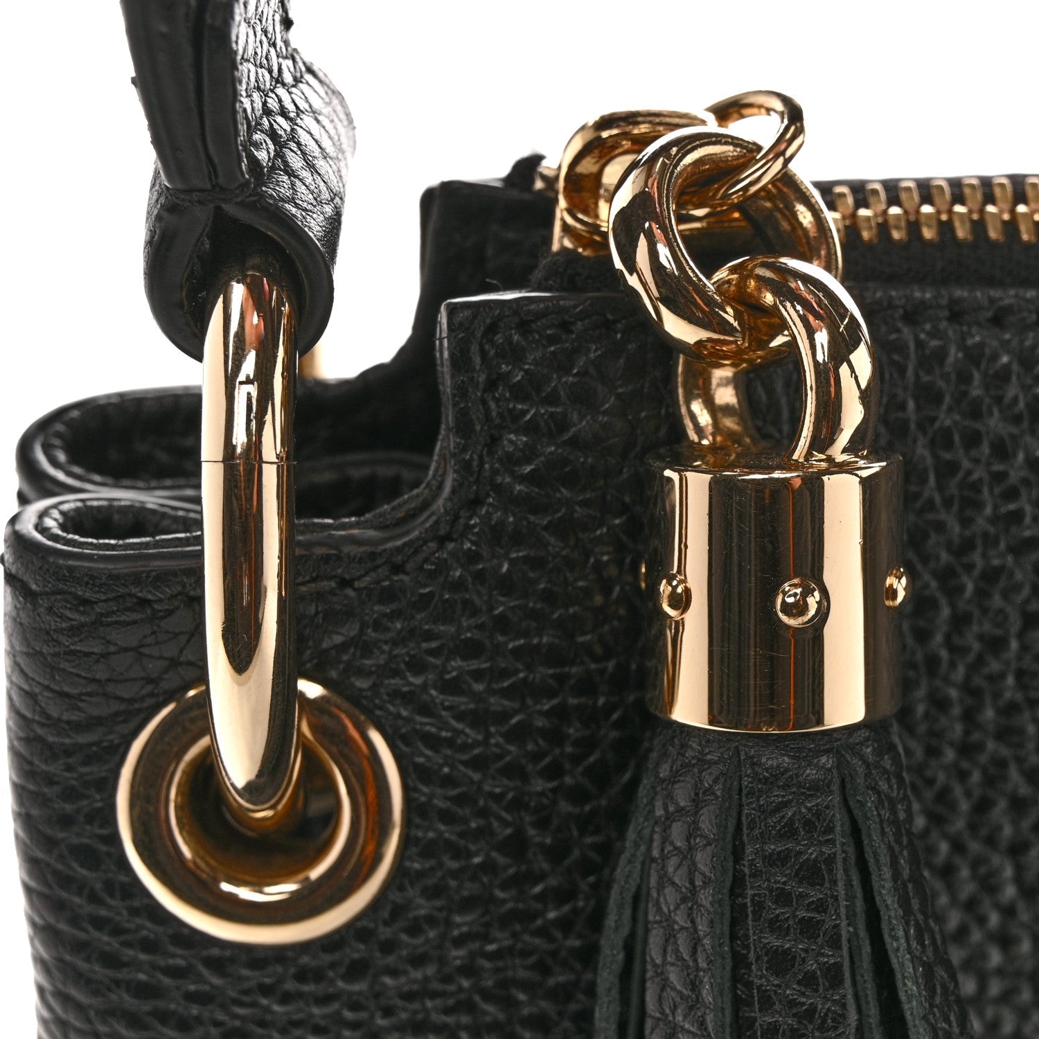 Pebbled Calfskin Large Soho Hobo Black