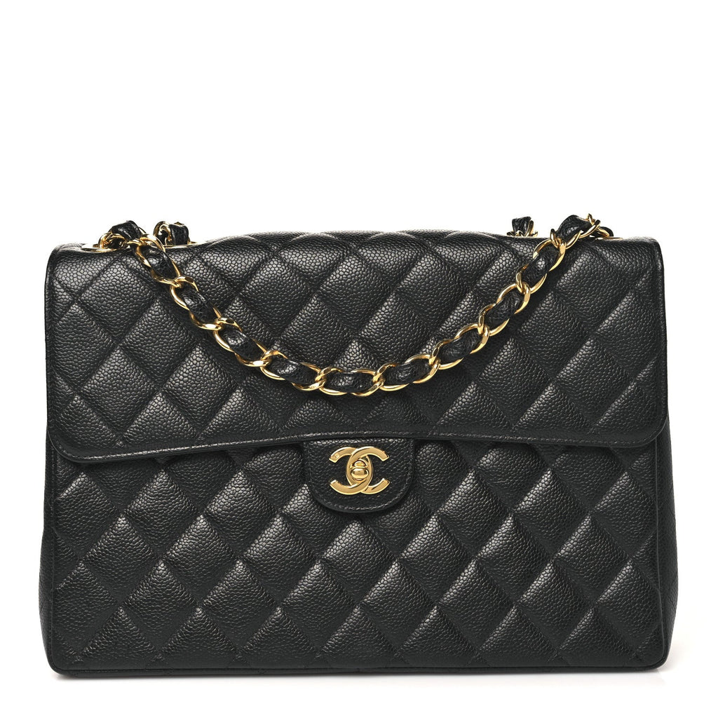 Caviar Jumbo Single Flap Black