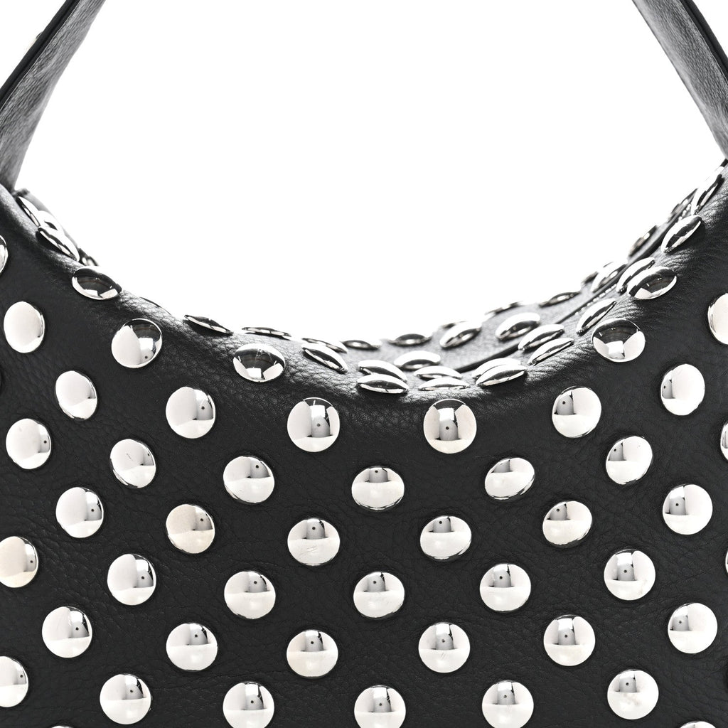 Pebbled Sport Calfskin Studded Elena Black