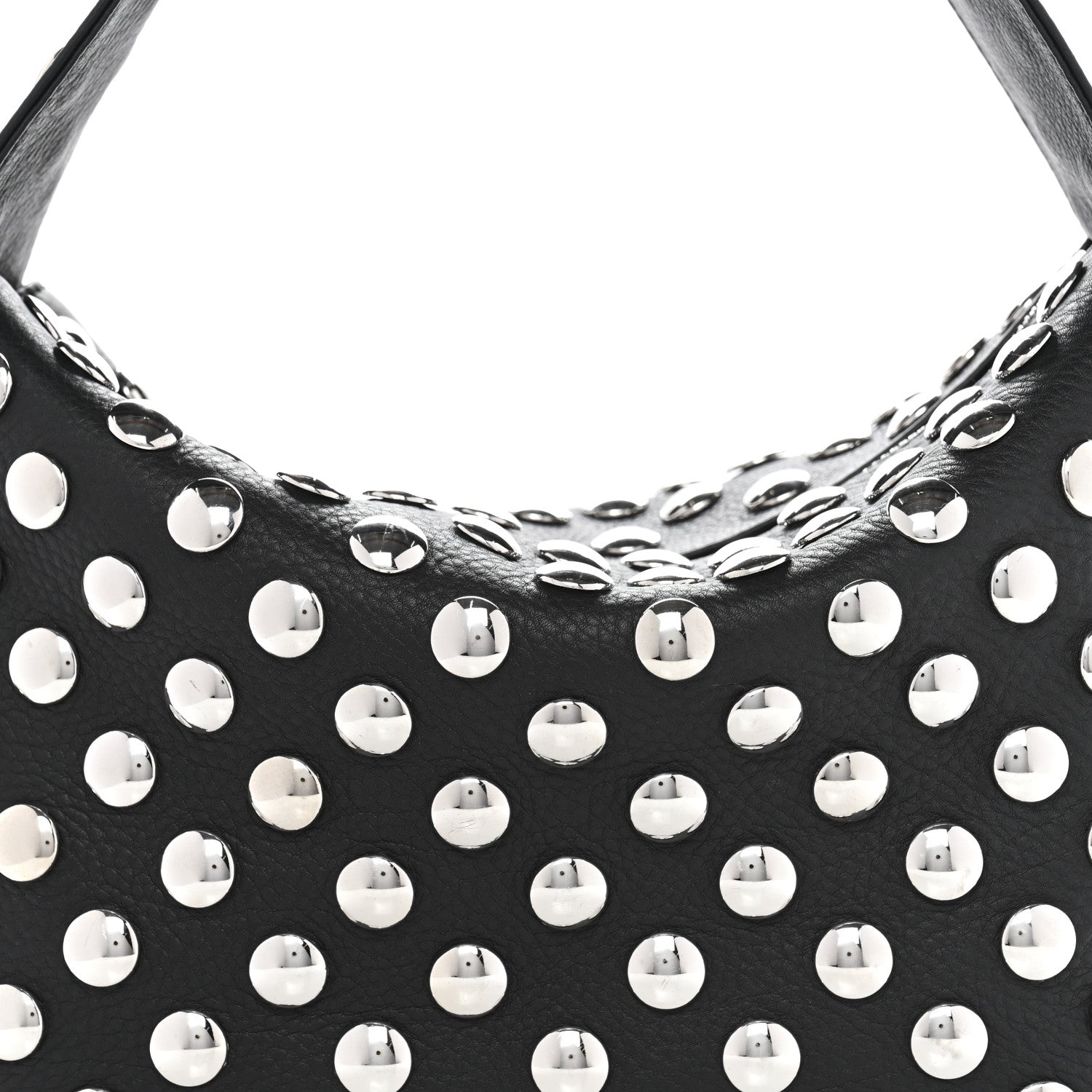 Pebbled Sport Calfskin Studded Elena Black
