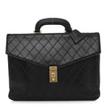 Lambskin Stitched Briefcase Bag Black