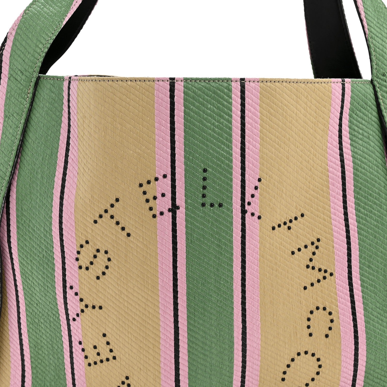 Raffia Striped Logo Tote Multicolor