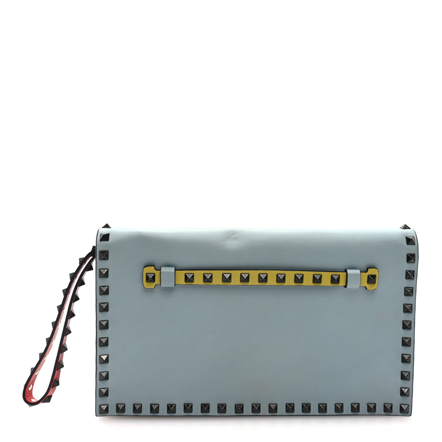 Nappa Rockstud Wristlet Clutch Blue Multicolor
