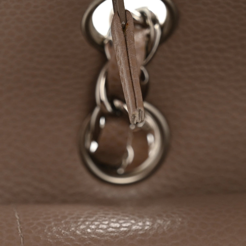 Caviar Quilted Medium Double Flap Taupe