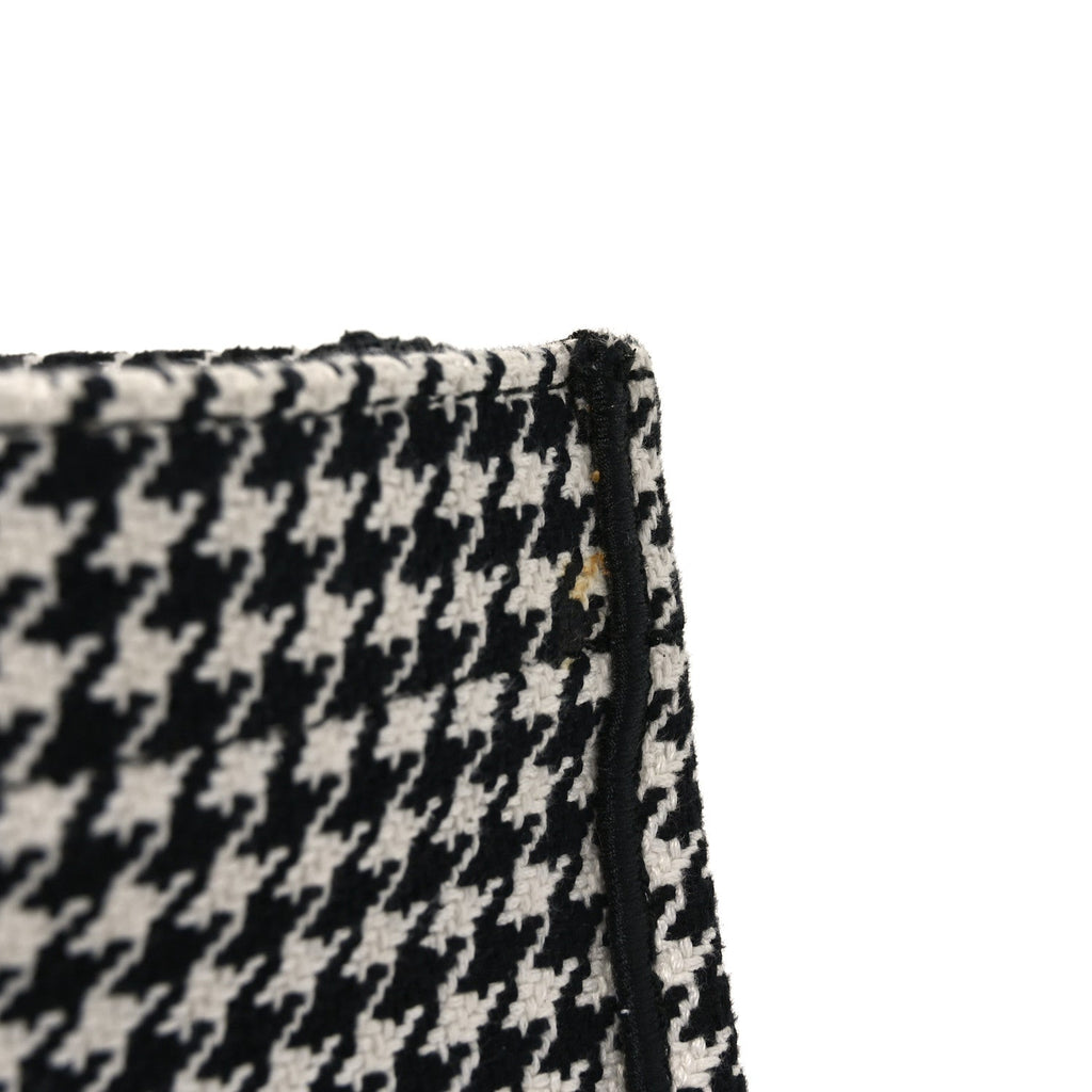 Canvas Houndstooth Embroidered Book Tote Black White