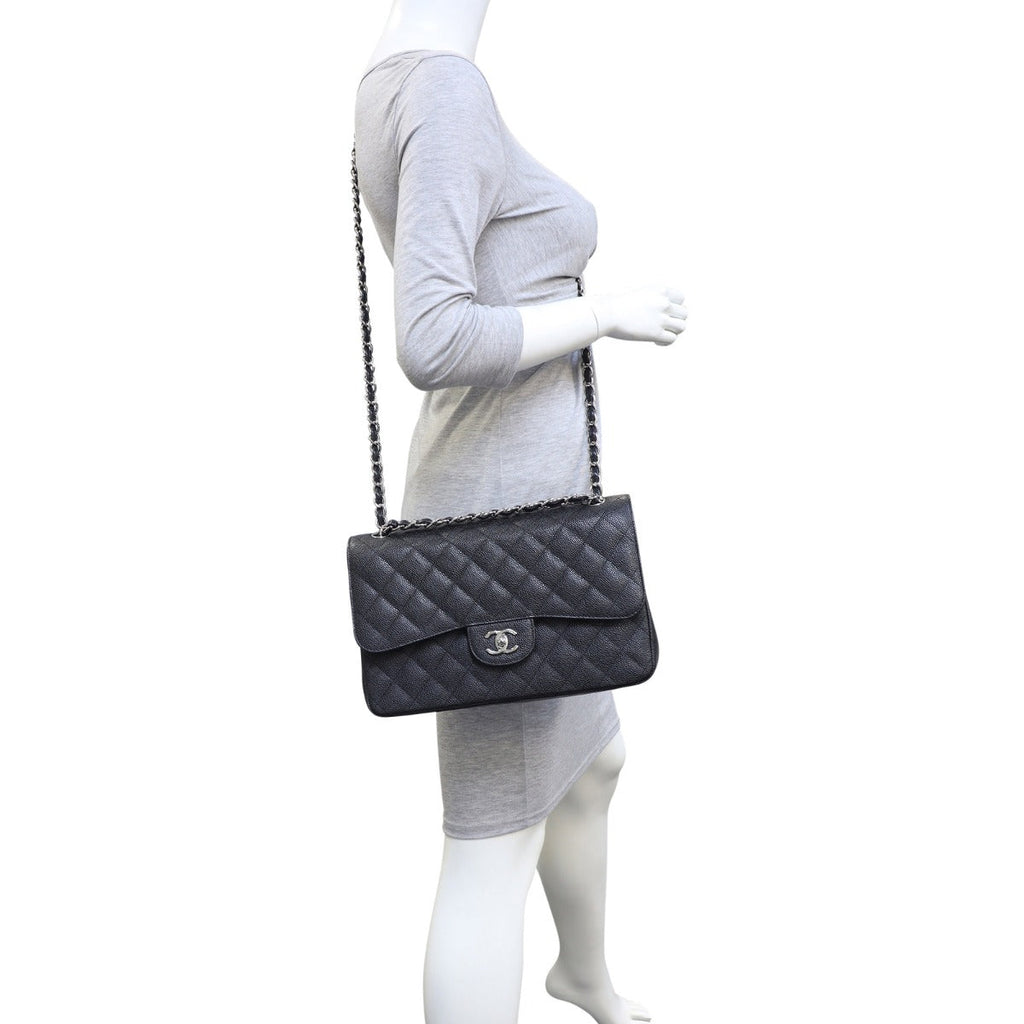 Chanel Classic Double Flap Jumbo | Black Caviar SHW
