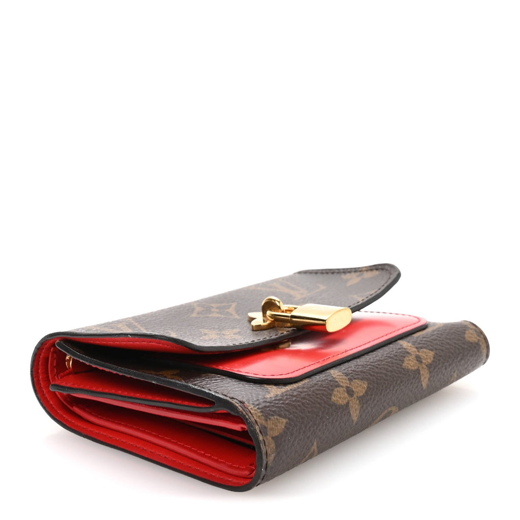 Monogram Flower Lock Compact Wallet Coquelicot