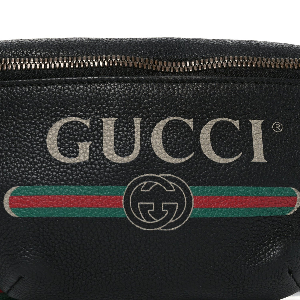 Grained Calfskin Small Logo Belt Bag Black