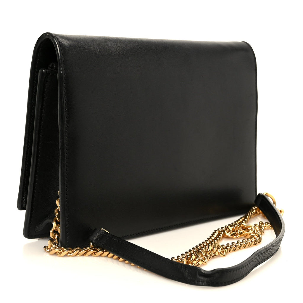 Smooth Calfskin Classic Monogram Kate Tassel Chain Wallet Black