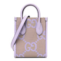 Monogram Jumbo GG Textured Dollar Calfskin Mini Tote Bag Beige Lapis