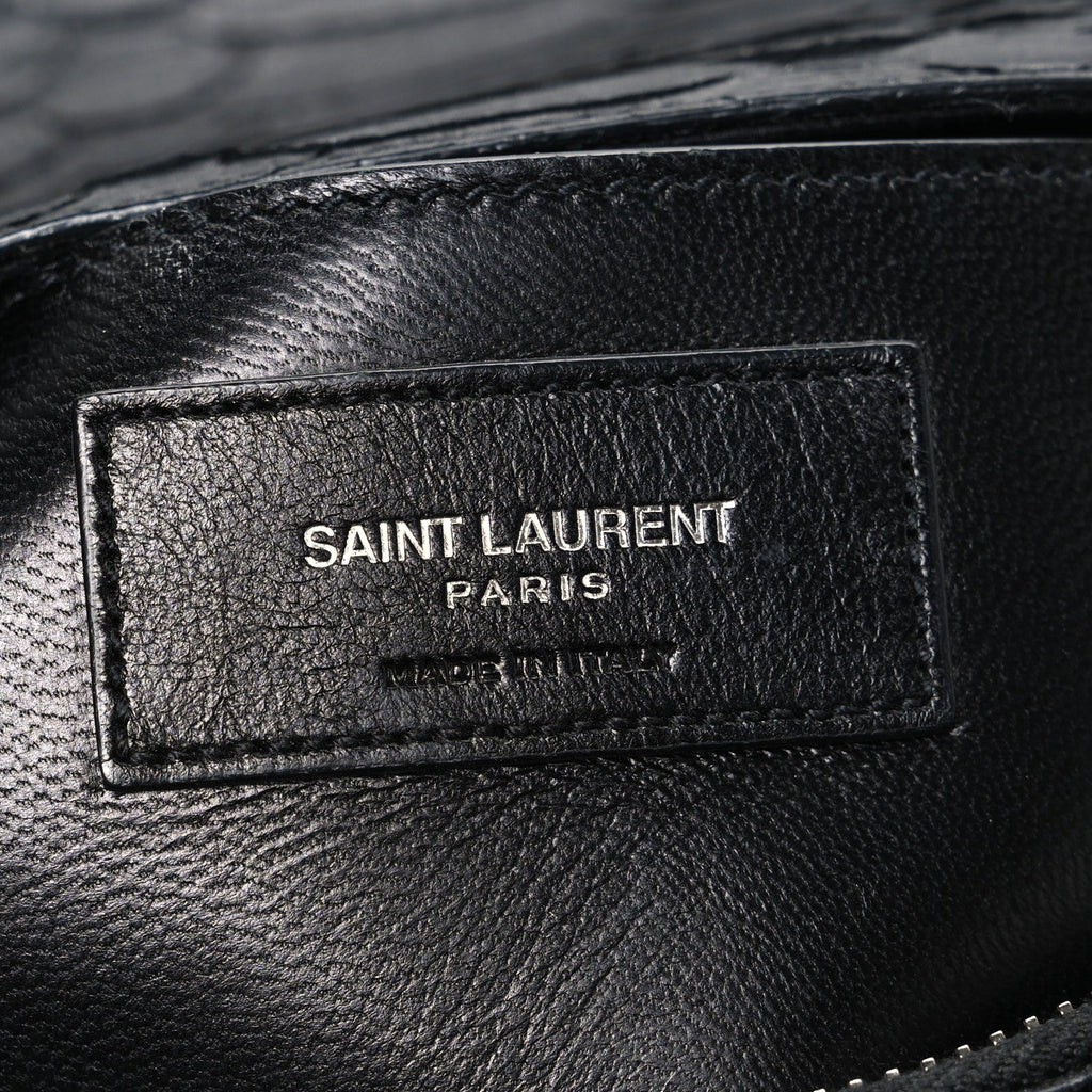 Snake Calfskin Embossed Monogram Large College Satchel Black