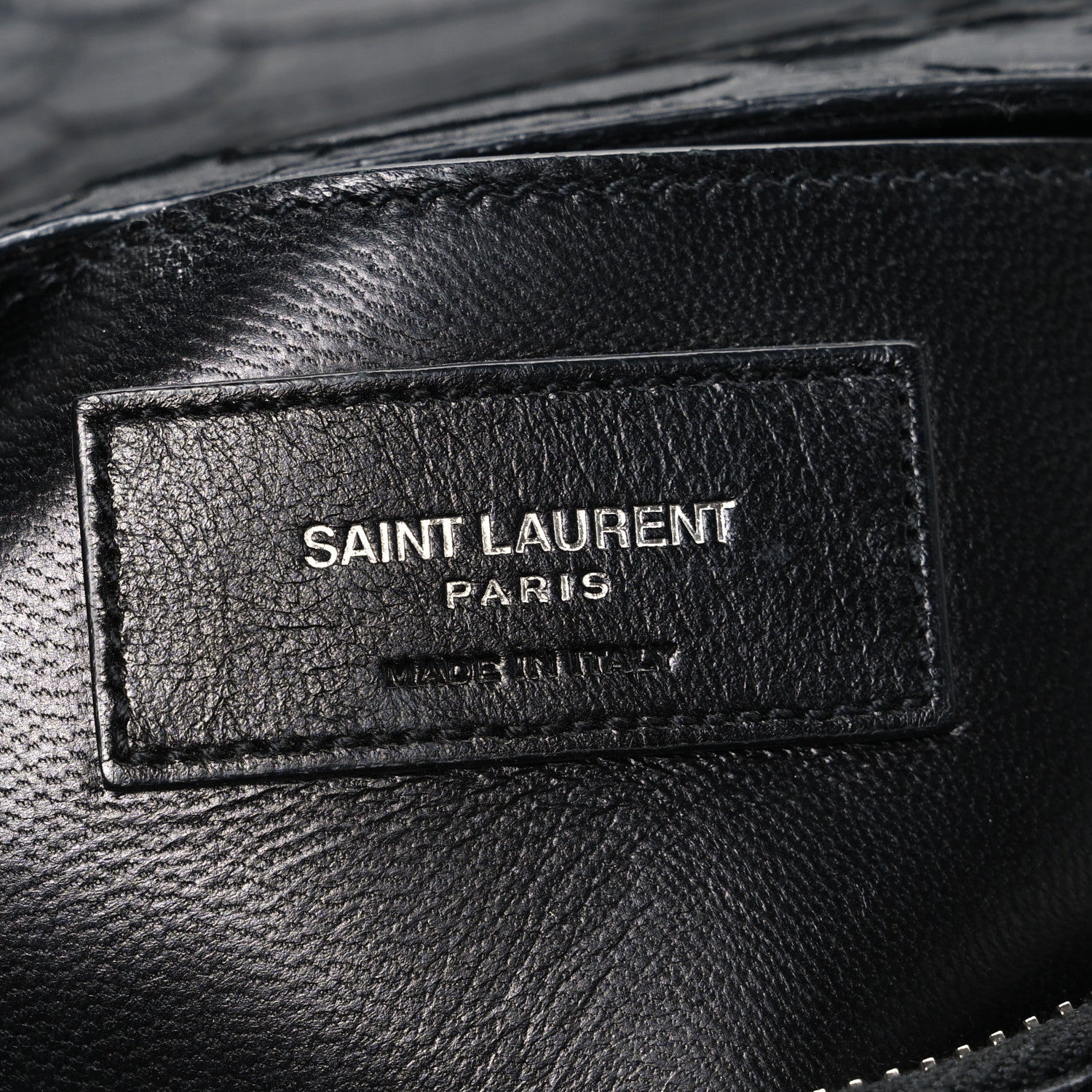 Snake Calfskin Embossed Monogram Large College Satchel Black