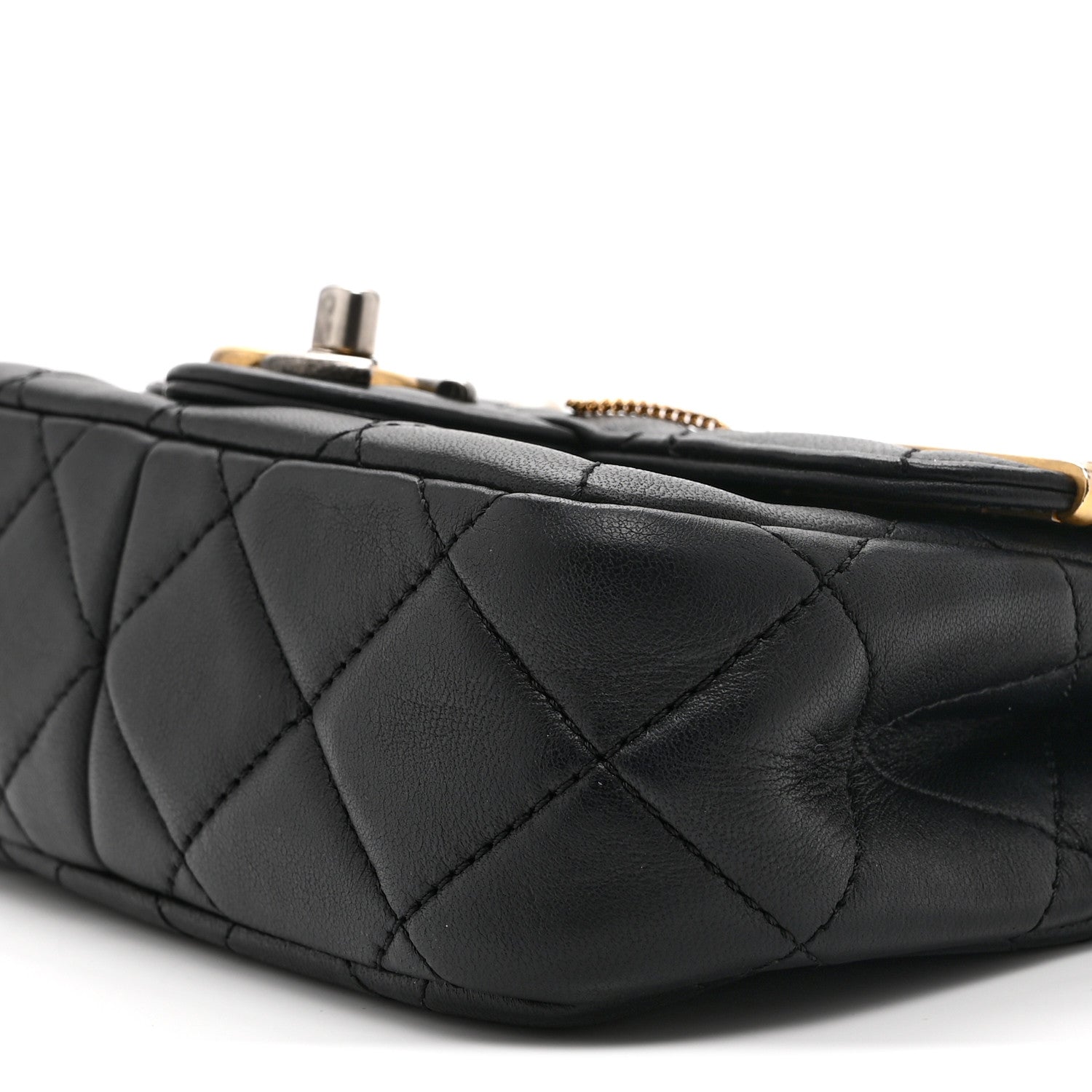 Lambskin Quilted Mini Coco Clips Single Flap Black