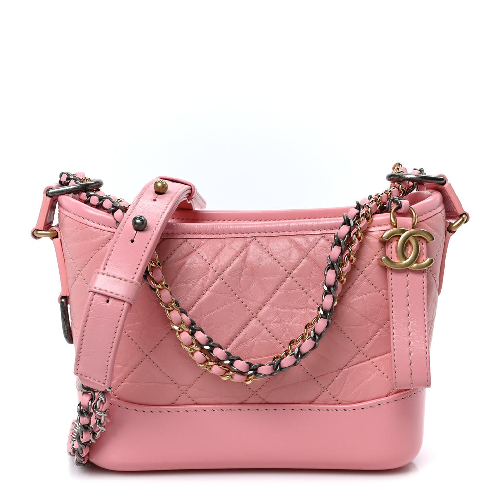 Aged Calfskin Quilted Small Gabrielle Hobo Pink