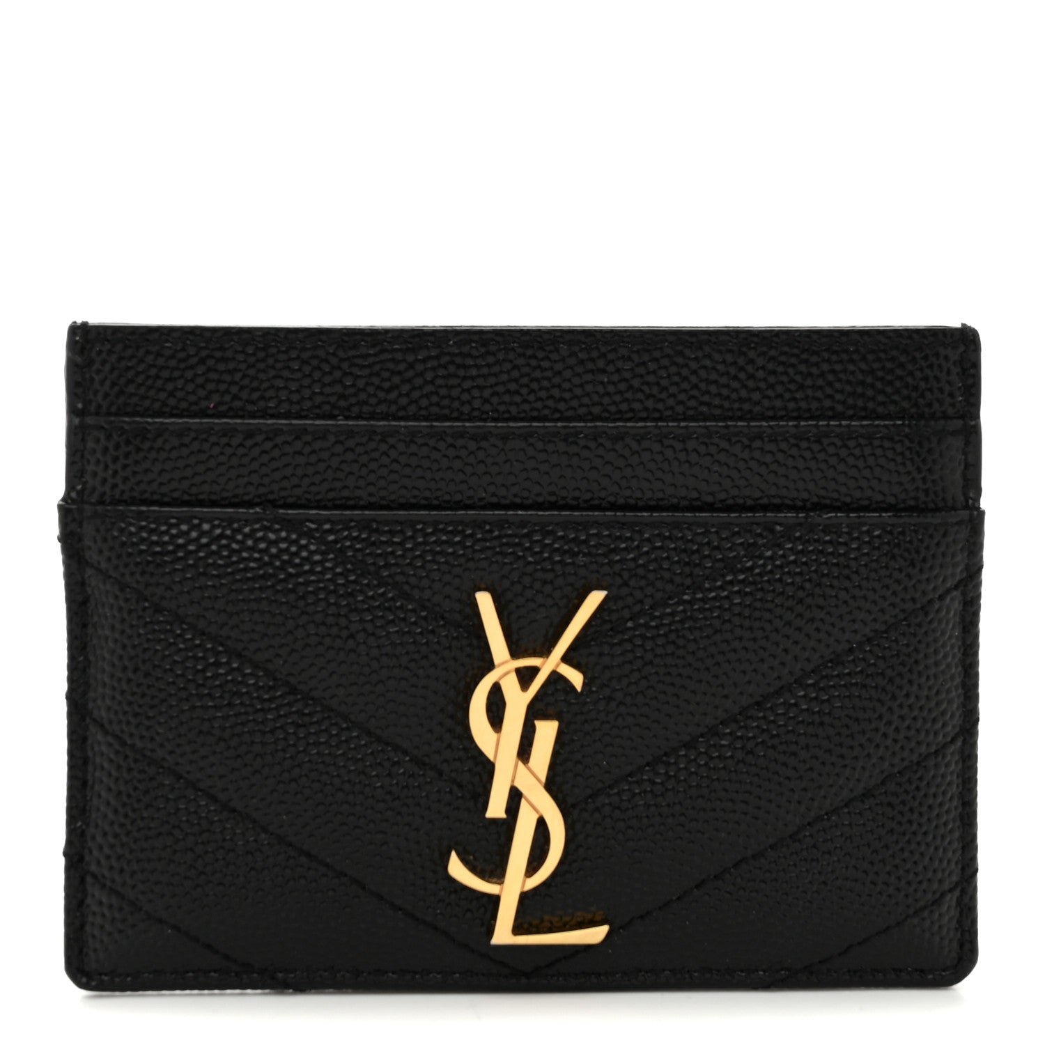Grain De Poudre Matelasse Chevron Monogram Credit  Case Black