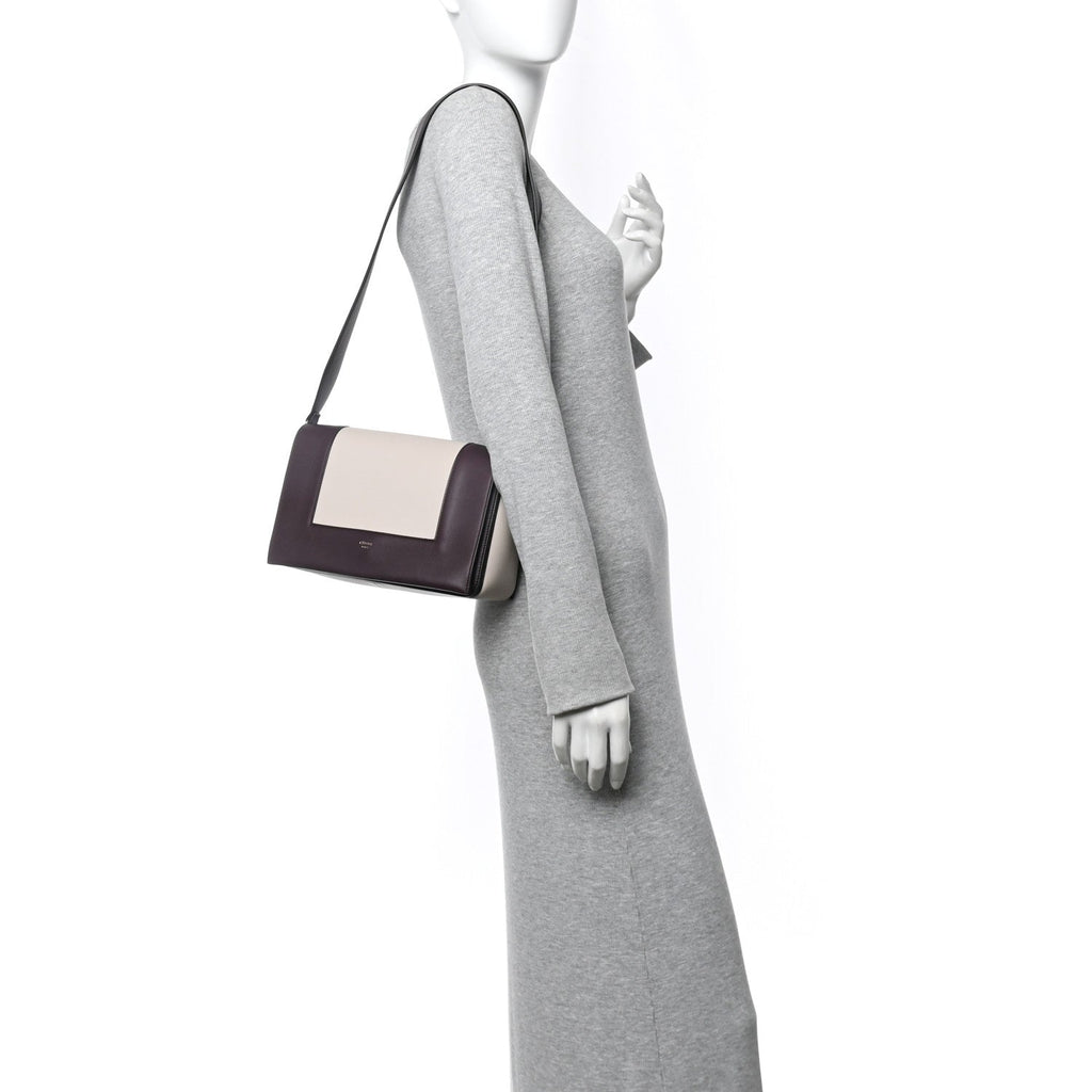 Shiny Smooth Calfskin Medium Frame Shoulder Bag Velvet Desert