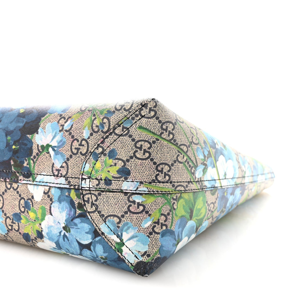 GG Supreme Monogram Blooms Medium Reversible Tote Beige Blue