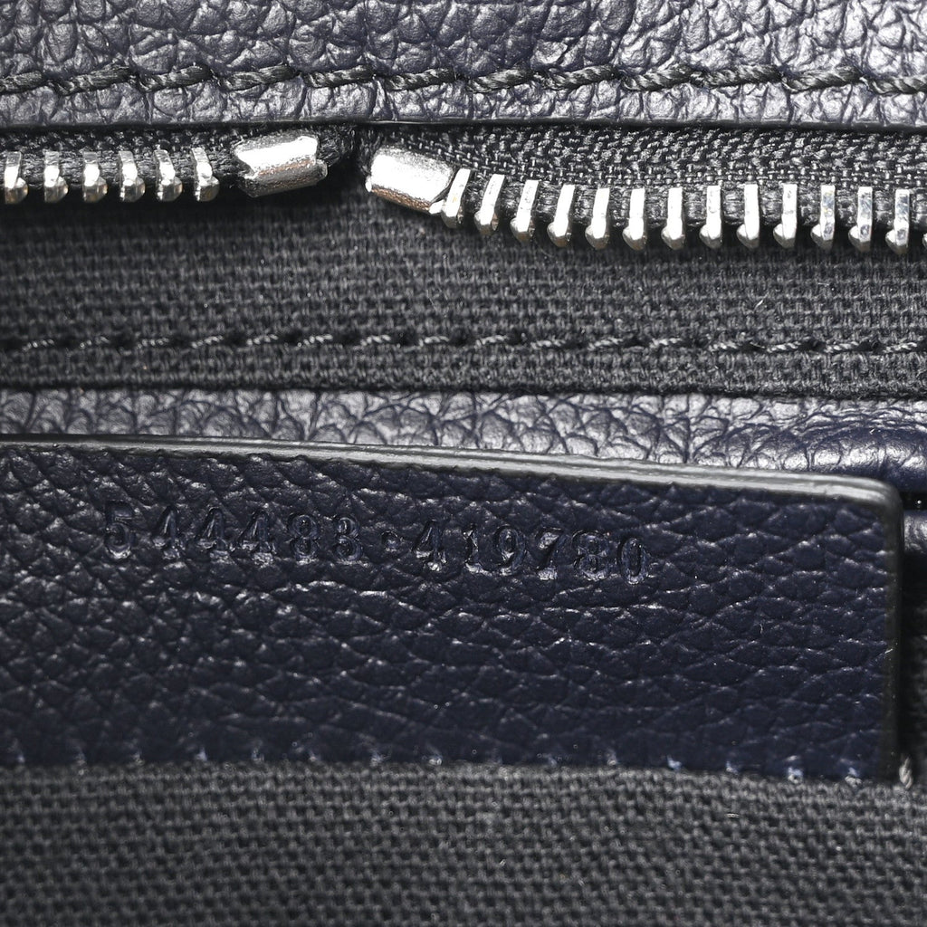 Pebbled Calfskin Small Skull Padlock Zip Around Tote Navy