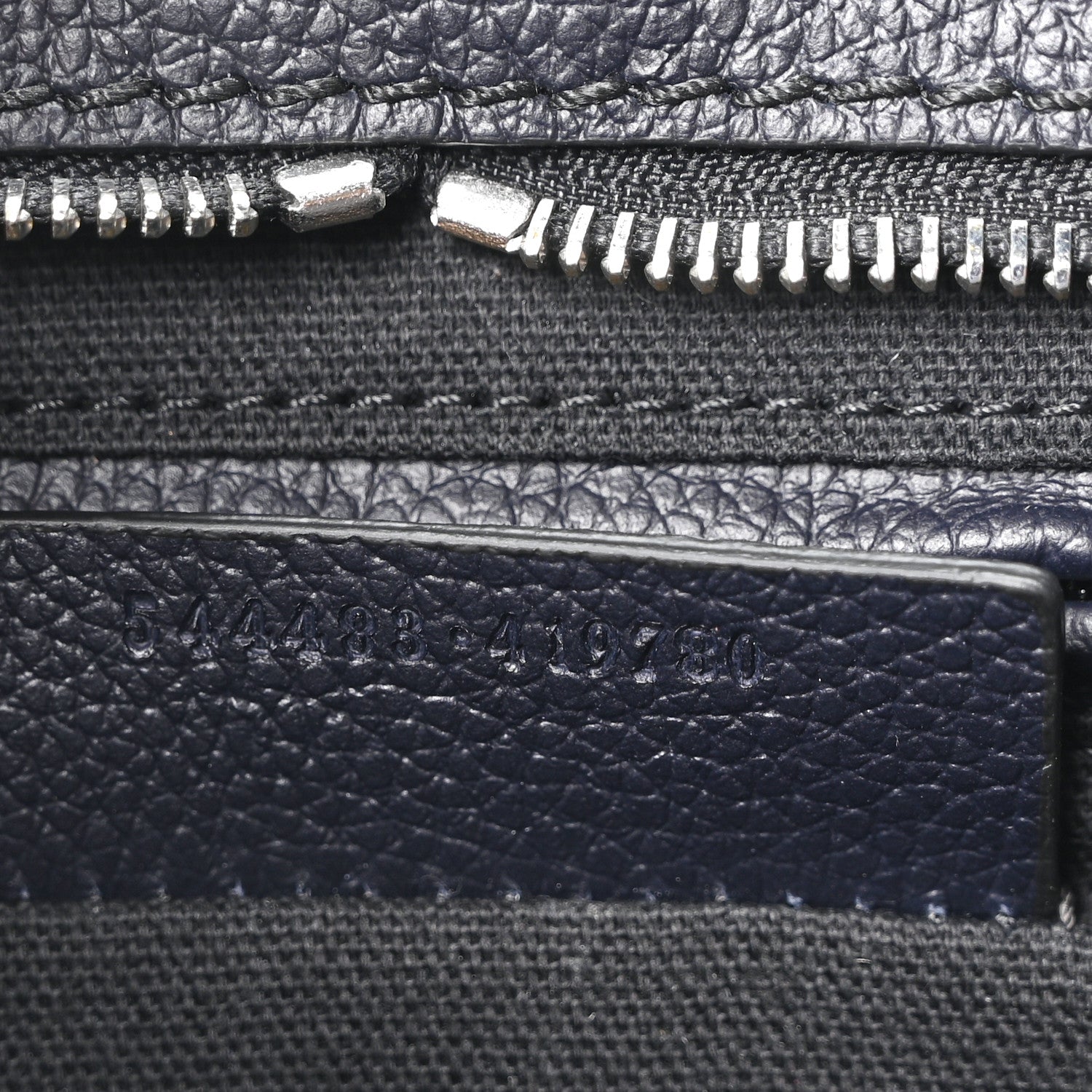Pebbled Calfskin Small Skull Padlock Zip Around Tote Navy