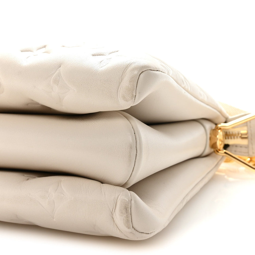 Lambskin Embossed Monogram Coussin PM White