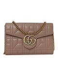Calfskin Matelasse Mini Pearly GG Marmont Chain Wallet Porcelain Rose