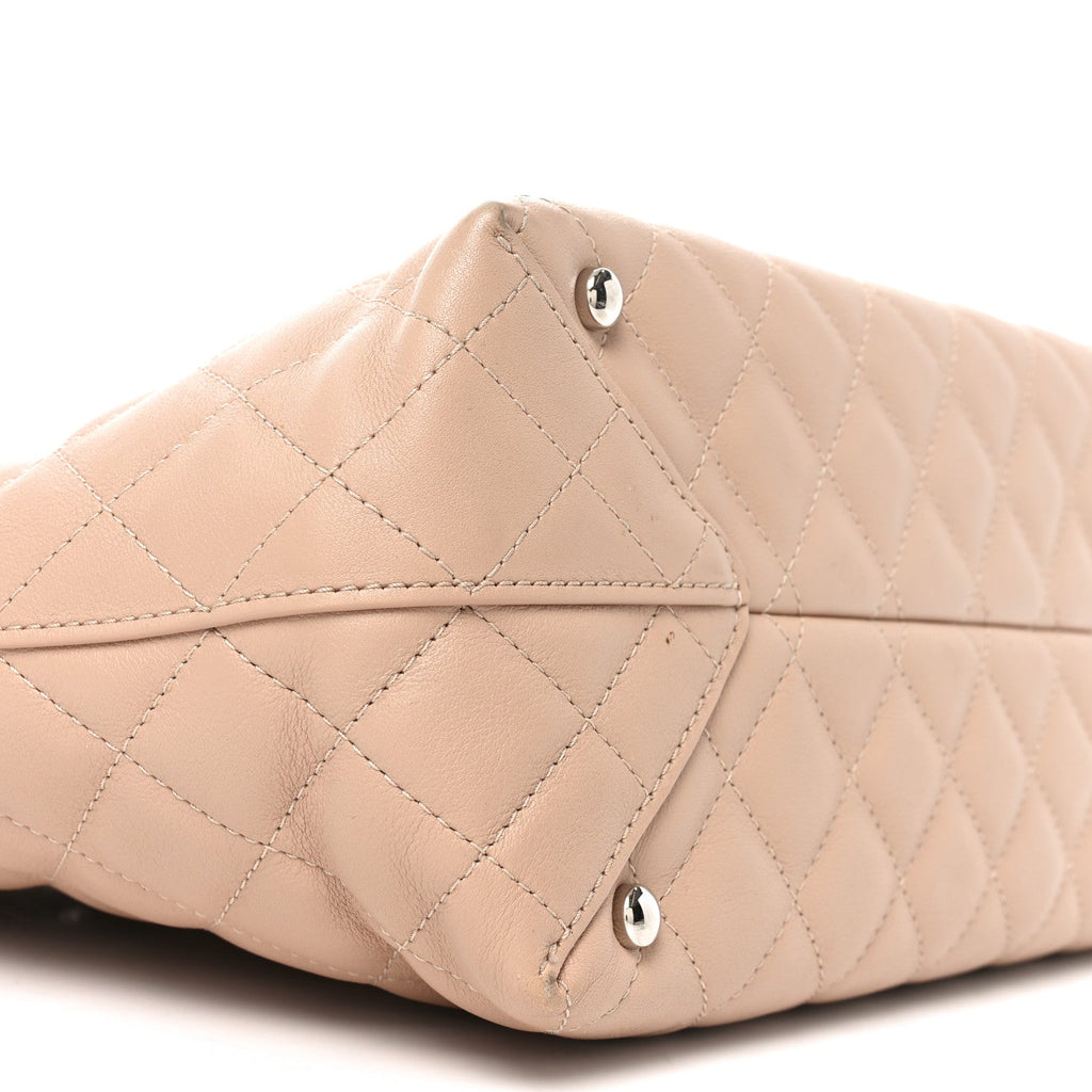 Calfskin Quilted Large Shopping Tote Light Pink