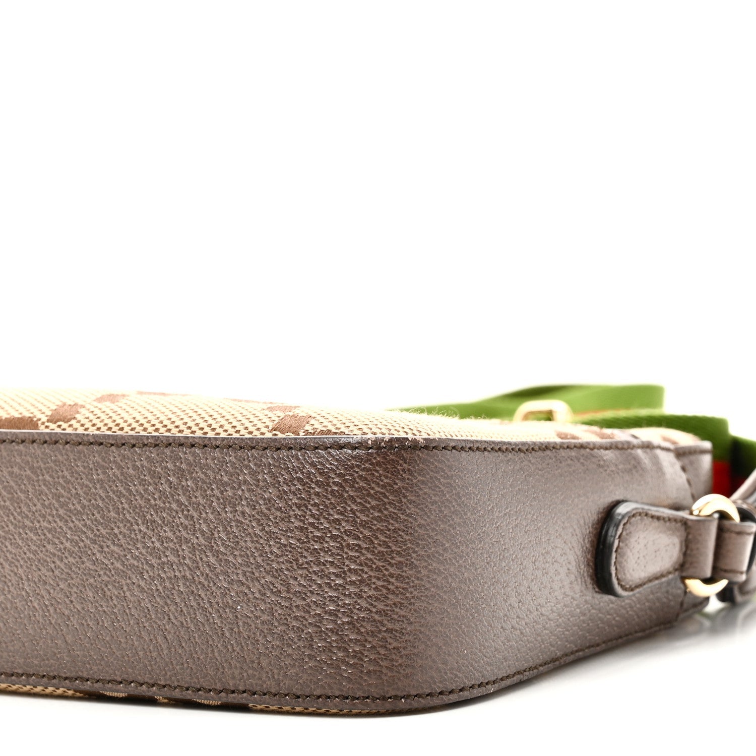 Monogram Jumbo GG Textured Dollar Calfskin Web Messenger Shoulder Bag Camel Ebony New Acero