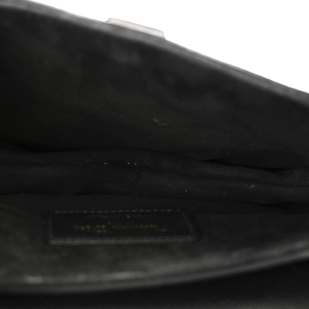 Grained Calfskin Mini Saddle Bag With Strap Black