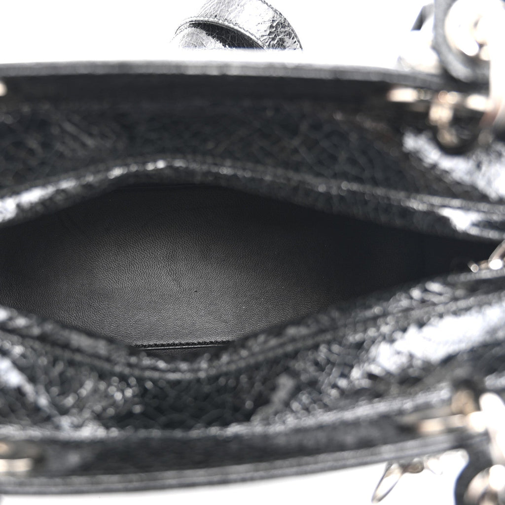 Ceramic Effect Deerskin Jeweled Swan Lady Dior Black