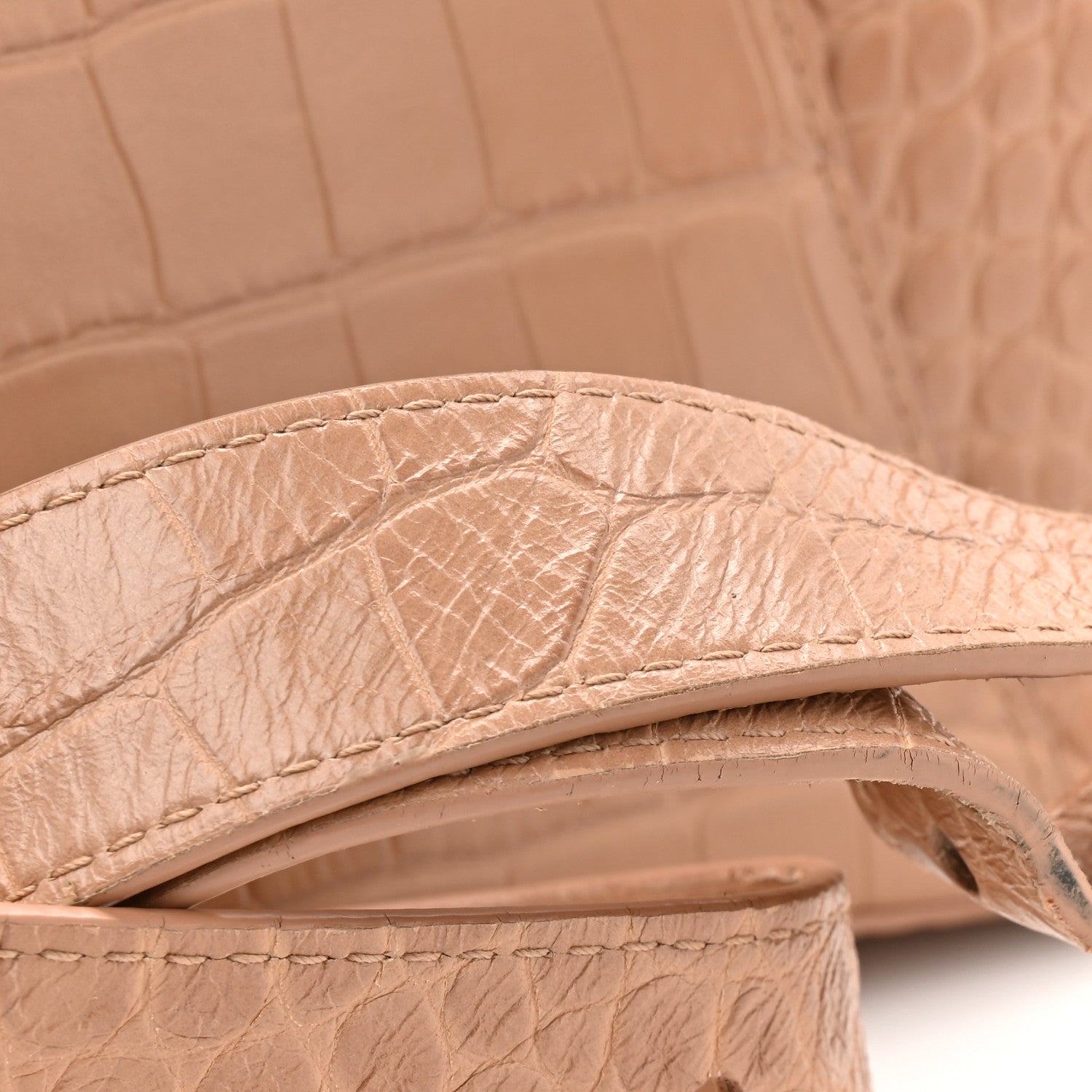Extra Supple Calfskin Crocodile Embossed Small Downtown Shoulder Bag Nude Beige