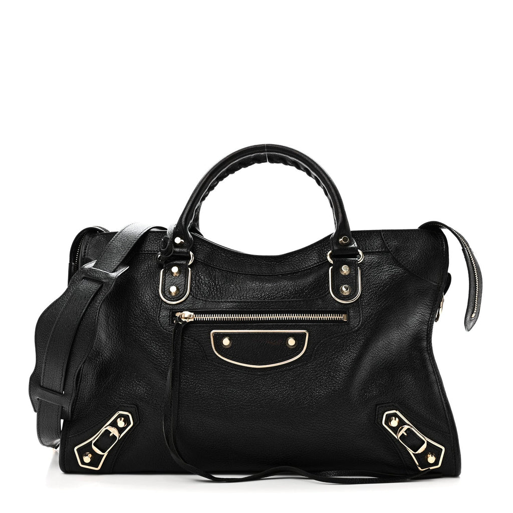 Chevre Gold Metallic Edge Hardware City Black