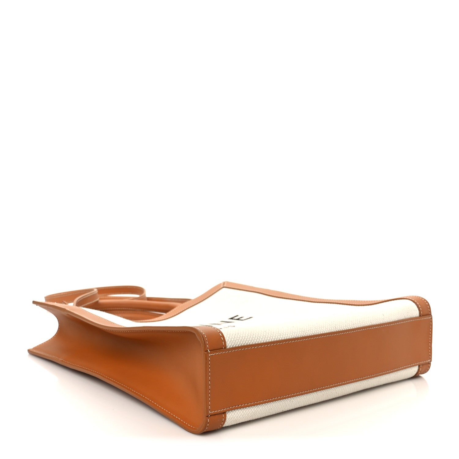 Canvas Calfskin Logo Print Small Vertical Cabas Natural Tan