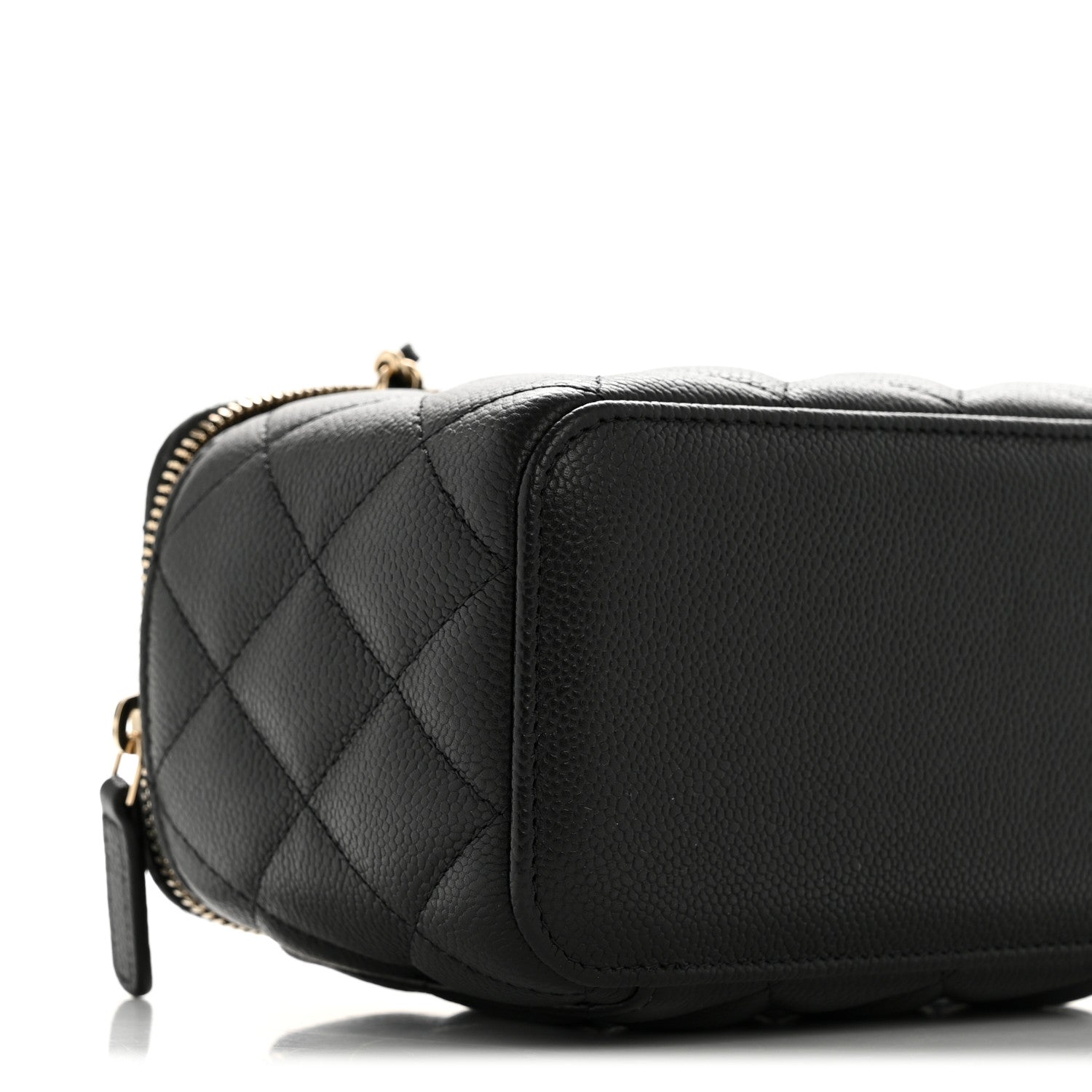 Caviar Quilted Small Tiny CC Vanity Case With Chain Black