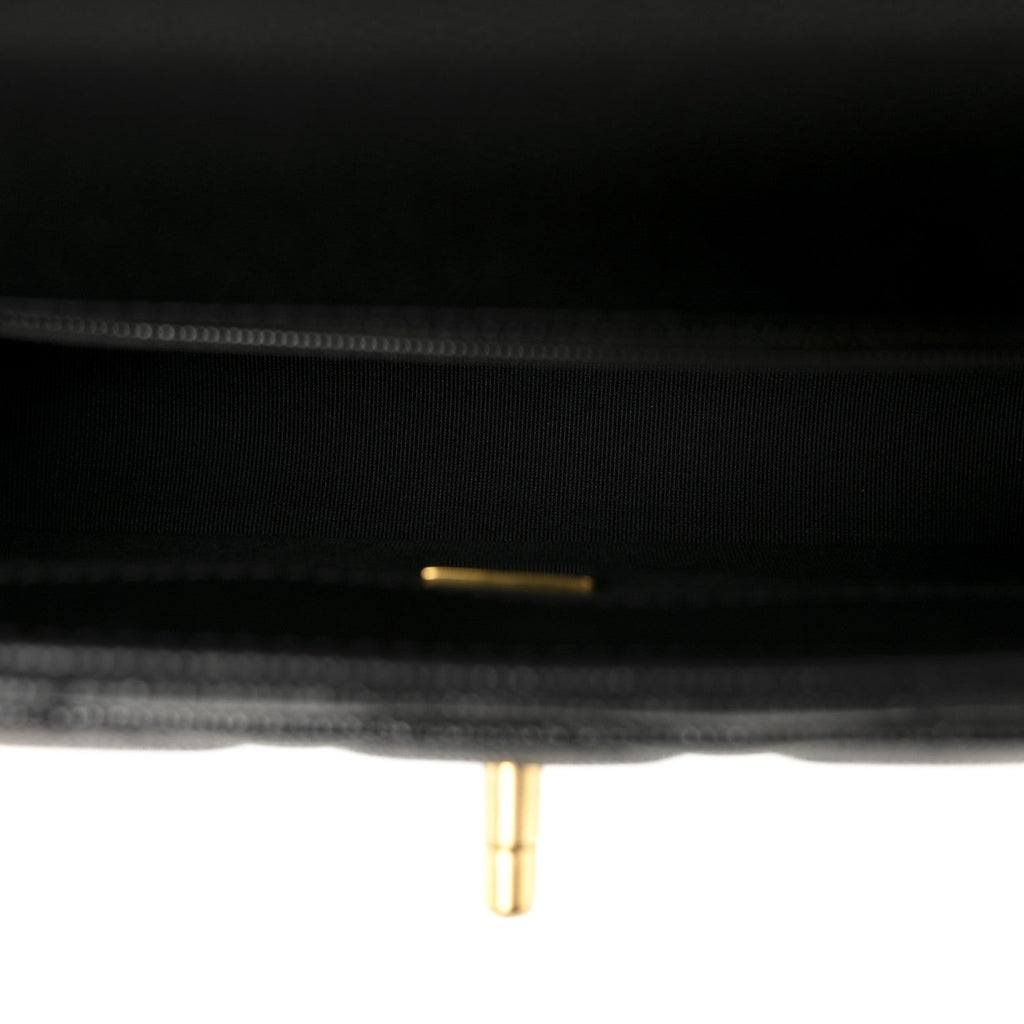 Shiny Caviar Quilted Mini Flap Black